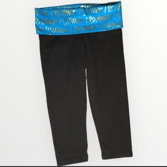 victoria-s-secret-pink Pants - Victorias Secret Pink Yoga Leggings Folded Over Size XS